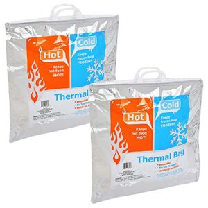 insulated resealable jumbo bag set -- 2 reusable family size large thermal lunch bags