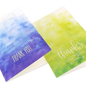 Blank Thank You Cards with Envelopes, Ombre Watercolor Designs (4x6 In, 48 Pack)