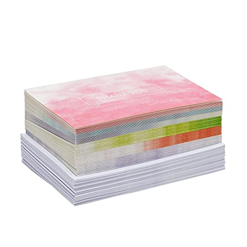 Blank Thank You Cards with Envelopes, Ombre Watercolor Designs (4x6 In, 48 Pack)