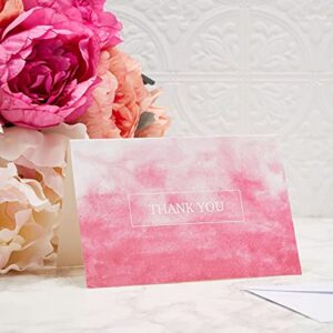 Blank Thank You Cards with Envelopes, Ombre Watercolor Designs (4x6 In, 48 Pack)