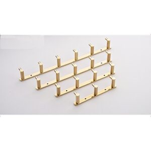 Beelee Brass Towel Hook Rail/Rack with 4 Hooks Wall Mount Entryway Storage Organizer, Polished Gold