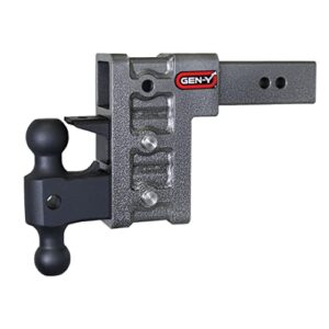 gen-y gh-623 mega-duty adjustable 6" drop hitch with gh-061 dual-ball, gh-062 pintle lock for 2.5" receiver - 21,000 lb towing capacity - 3,000 lb tongue weight