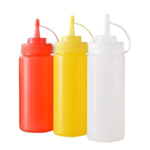 erioctry 3PCS Plastic Squeeze Sauce Bottles Dispenser/Seasoning Container for Mustard Ketchup Oil Cream Honey and Salad Dressing