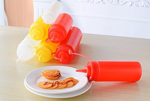 erioctry 3PCS Plastic Squeeze Sauce Bottles Dispenser/Seasoning Container for Mustard Ketchup Oil Cream Honey and Salad Dressing