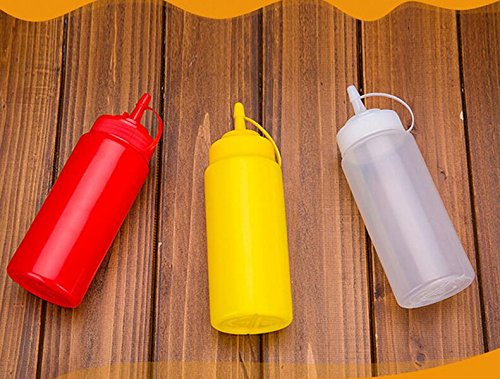 erioctry 3PCS Plastic Squeeze Sauce Bottles Dispenser/Seasoning Container for Mustard Ketchup Oil Cream Honey and Salad Dressing