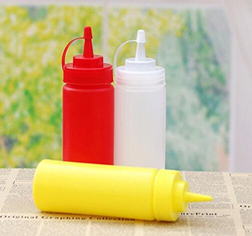 erioctry 3PCS Plastic Squeeze Sauce Bottles Dispenser/Seasoning Container for Mustard Ketchup Oil Cream Honey and Salad Dressing