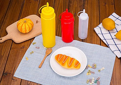 erioctry 3PCS Plastic Squeeze Sauce Bottles Dispenser/Seasoning Container for Mustard Ketchup Oil Cream Honey and Salad Dressing