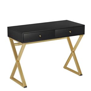 acme furniture acme coleen desk, black & brass small