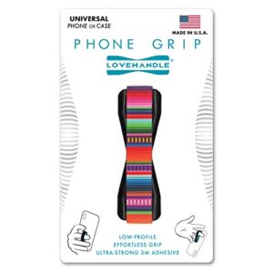 lovehandle phone grip for most smartphones and mini tablets, serape design colored elastic finger strap with black base, lh-01serape