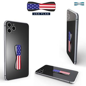 LOVEHANDLE Phone Grip for Most Smartphones and Mini Tablets, USA Flag Design Colored Elastic Strap with Black Base, LH-01USAFlagBlk