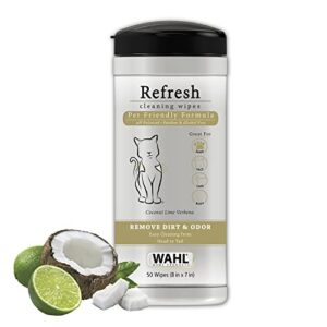 wahl cat refresh cleaning wipes with oatmeal formula for refreshing and cleaning dirty cats - 50 count - 820017-500
