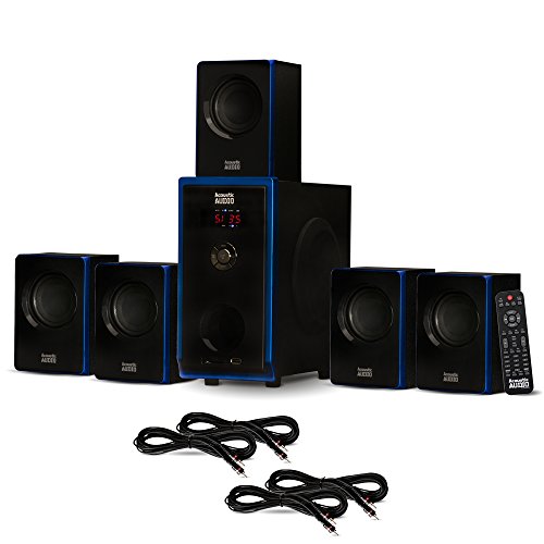 Acoustic Audio AA5102 Bluetooth 5.1 Speaker System with 4 Extension Cables Home Theater