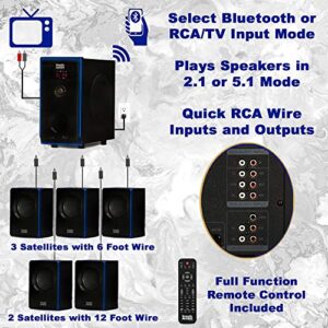 Acoustic Audio AA5102 Bluetooth 5.1 Speaker System with 4 Extension Cables Home Theater