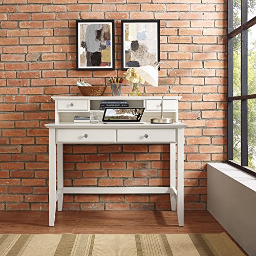 Crosley Furniture Campbell Writing Desk with Hutch - White