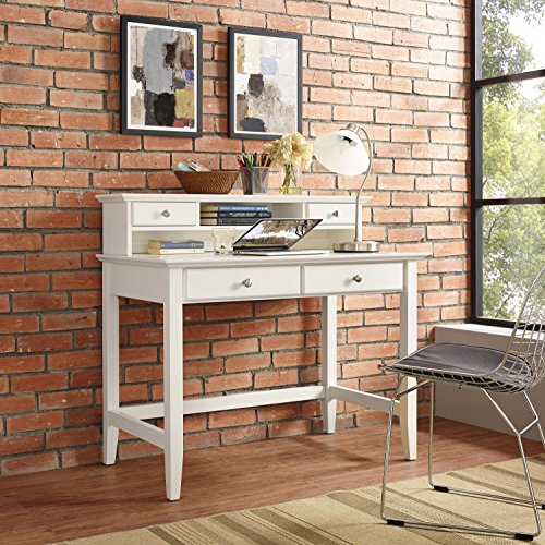 Crosley Furniture Campbell Writing Desk with Hutch - White