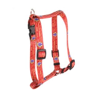 yellow dog design red wine roman style h dog harness, x-large-1" wide and fits chest of 28 to 36"