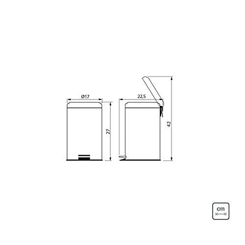 Tramontina 3L Stainless Steel Pedal, Waste, bin, Garbage, Trash, 170X170X210MM