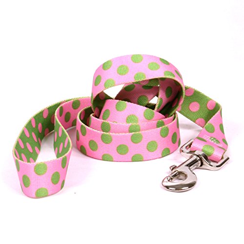 Yellow Dog Design Pink and Green Polka Dot Dog Leash, Small/Medium-3/4 Wide and 5' (60") Long