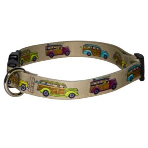 yellow dog design woodies dog collar with tag-a-long id tag system-medium-3/4 and fits neck 14 to 20"/4"