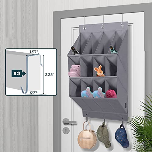 STORAGE MANIAC Over the Door Shoe Organizer, 2 Pack Hanging Shoe Organizer, 12 Large Pockets Shoe Storage Rack Organizer for Closet and Dorm Narrow Door Shoe Storage, Grey