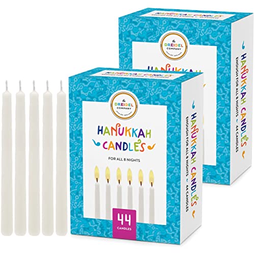 Menorah Candles Chanukah Candles 44 White Hanukkah Candles for All 8 Nights of Chanukah (2-Pack)