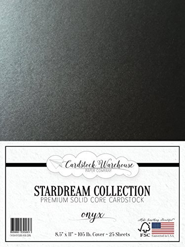 Onyx Black Stardream Metallic Cardstock Paper - 8.5 X 11 Inch - 105 Lb. / 284 Gsm Cover - 25 Sheets From Cardstock Warehouse