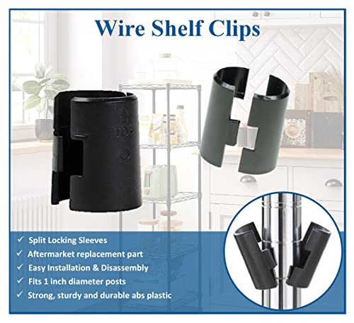 JSP Manufacturing 1" Diameter Post Wire Shelf Clips Shelving Split Sleeves Lock Metal Rack Locking Plastic 24 Pairs (48)