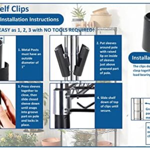 JSP Manufacturing 1" Diameter Post Wire Shelf Clips Shelving Split Sleeves Lock Metal Rack Locking Plastic 24 Pairs (48)