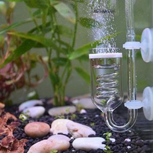 yagote co2 diffuser, 3 spiro glass co2 diffuser, glass reactor for aquarium plants, suitable for tanks 15-50 gal/60liter - 200liter (co2 diffuser-spiral)