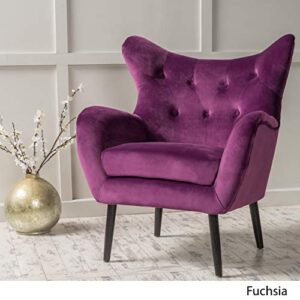 Christopher Knight Home Seigfried Velvet Arm Chair, Fuchsia