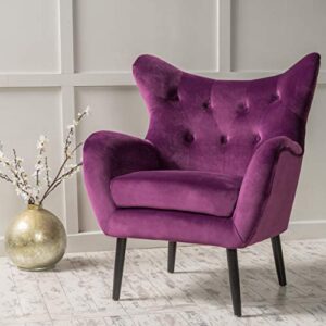 Christopher Knight Home Seigfried Velvet Arm Chair, Fuchsia