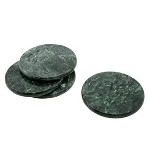 creative home natural green marble set of 4 pieces round coaster cup holder for drink beverage