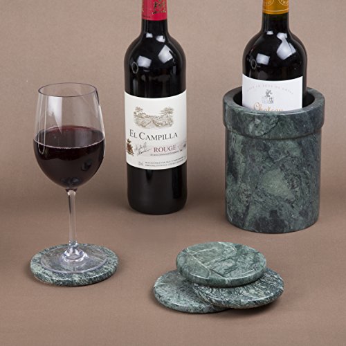 Creative Home Natural Green Marble Set of 4 Pieces Round Coaster Cup Holder for Drink Beverage