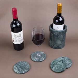 Creative Home Natural Green Marble Set of 4 Pieces Round Coaster Cup Holder for Drink Beverage