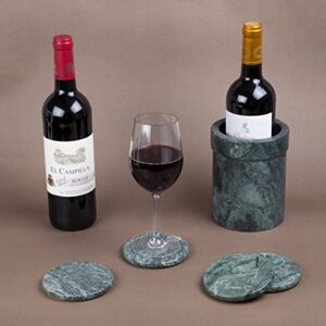 Creative Home Natural Green Marble Set of 4 Pieces Round Coaster Cup Holder for Drink Beverage