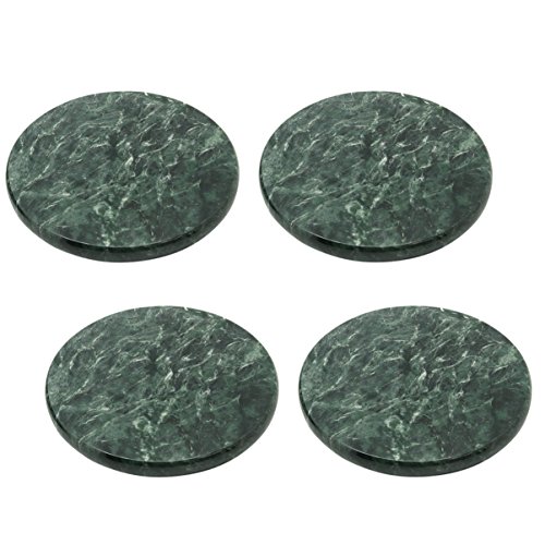 Creative Home Natural Green Marble Set of 4 Pieces Round Coaster Cup Holder for Drink Beverage