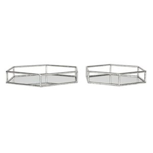 Kate and Laurel Felicia Modern Glam 2-Piece Nesting Metal Mirrored Decorative Accent Trays, Silver