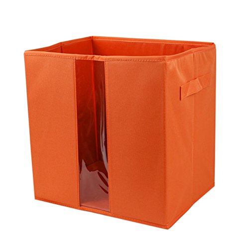 The Elixir Eco Green Storage Cube Box with Strong Fabric Canvas Foldable Basket Organizer Bin, Orange, Extra Large