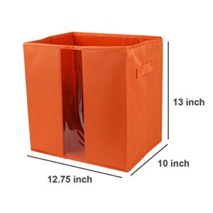 The Elixir Eco Green Storage Cube Box with Strong Fabric Canvas Foldable Basket Organizer Bin, Orange, Extra Large