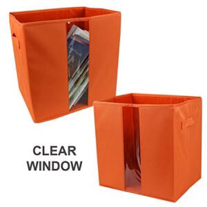 The Elixir Eco Green Storage Cube Box with Strong Fabric Canvas Foldable Basket Organizer Bin, Orange, Extra Large