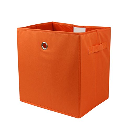 The Elixir Eco Green Storage Cube Box with Strong Fabric Canvas Foldable Basket Organizer Bin, Orange, Extra Large