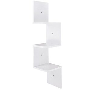 Yescom 3 Tiers Zig Zag Floating Wall Mount Corner Shelf Wooden Display Shelves Storage Organizer with Gradienter White