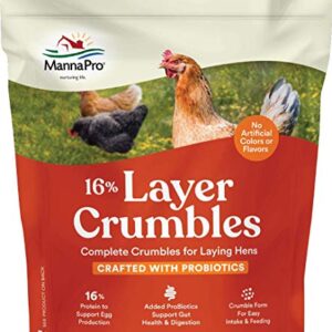 Manna Pro Chicken Feed | 16% Chicken Food with Probiotic Crumbles, Chicken Layer Feed | 8 Pounds