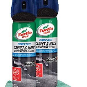 Turtle Wax Power Out! Carpet & Mats Cleaner (18 oz.)(Pack of 2) Bundle with Microfiber Cloth (3 Items)