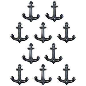 nautical cast iron ship anchor weathered nautical wall hooks coat hook, screws included (10 pcs)