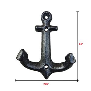 Nautical Cast Iron Ship Anchor Weathered Nautical Wall Hooks Coat Hook, Screws Included (10 PCS)