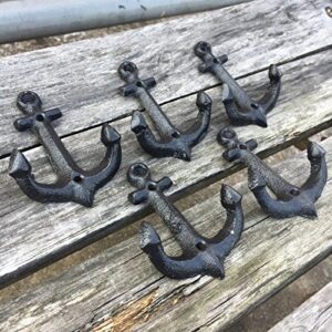 Nautical Cast Iron Ship Anchor Weathered Nautical Wall Hooks Coat Hook, Screws Included (10 PCS)