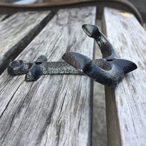 Nautical Cast Iron Ship Anchor Weathered Nautical Wall Hooks Coat Hook, Screws Included (10 PCS)