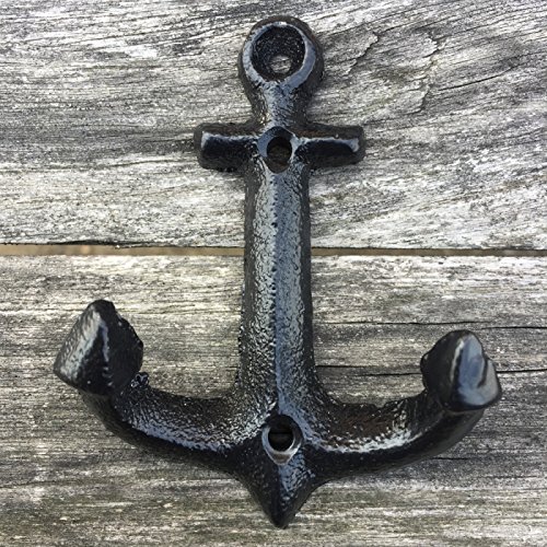 Nautical Cast Iron Ship Anchor Weathered Nautical Wall Hooks Coat Hook, Screws Included (10 PCS)