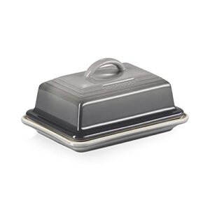 le creuset stoneware butter dish, 6.75" x 5" x 3.5", oyster gray